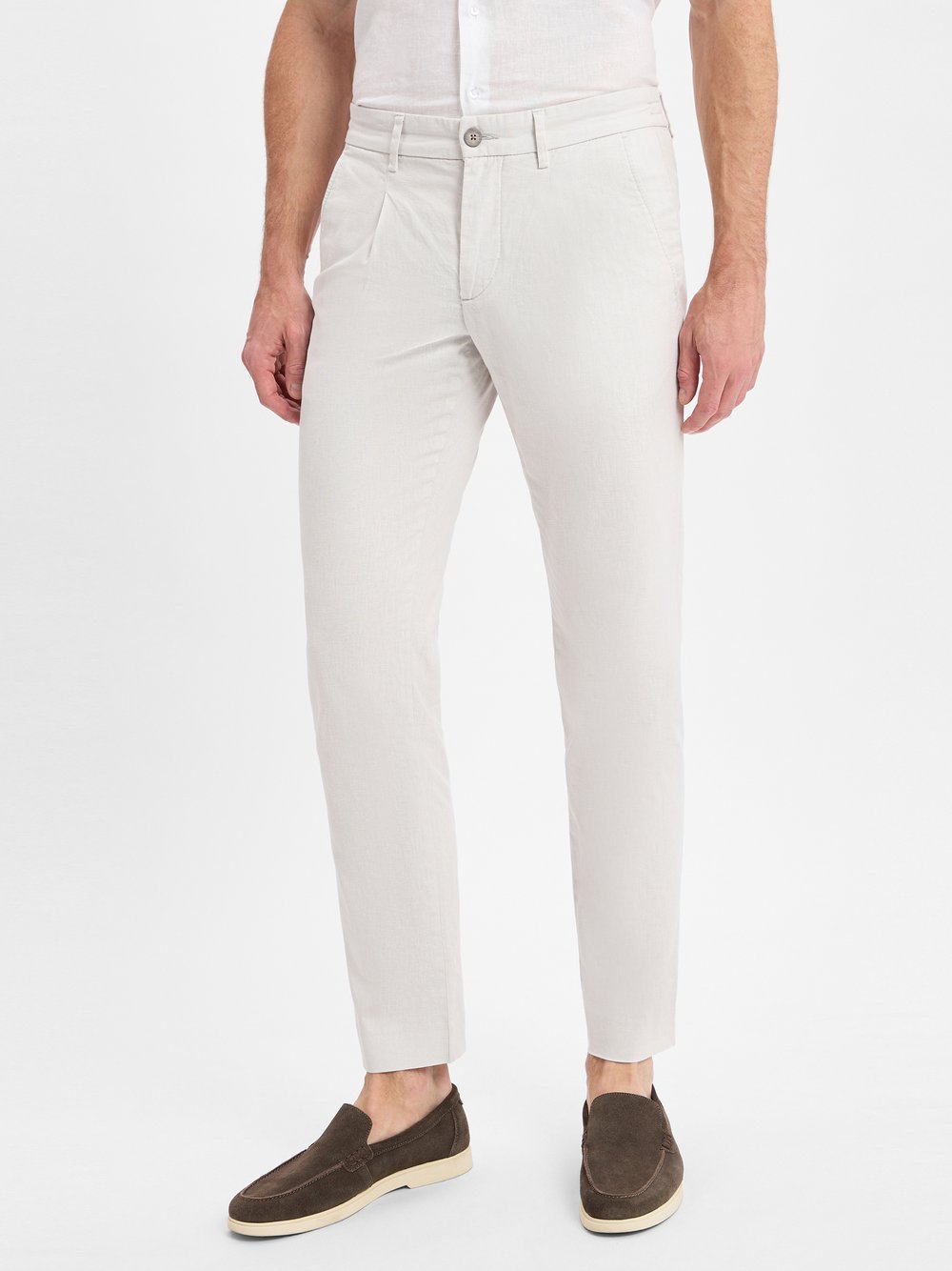 Nils Sundström Hose mit Leinenanteil Herren Modern Fit Baumwolle