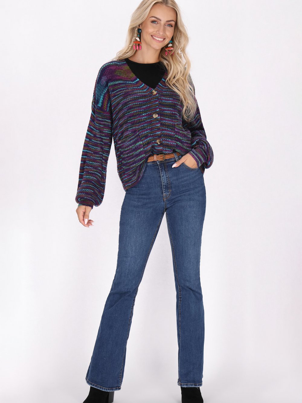 IZIA Strickjacke Damen gestreift