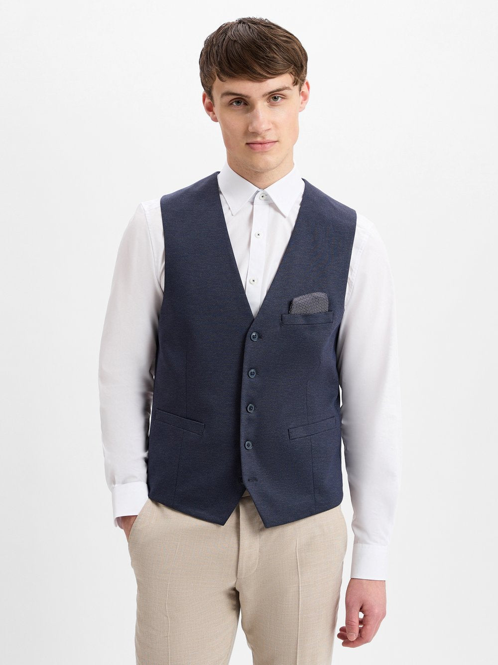 Finshley & Harding Anzugweste Herren Modern Fit Viskose gemustert