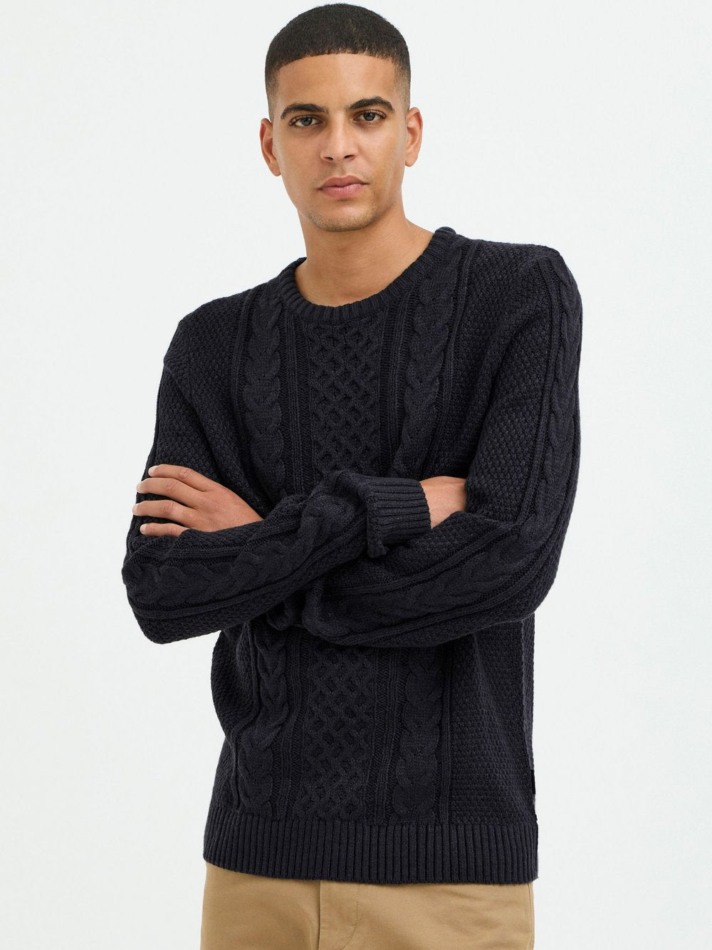 BLEND Strickpullover Herren Baumwolle meliert