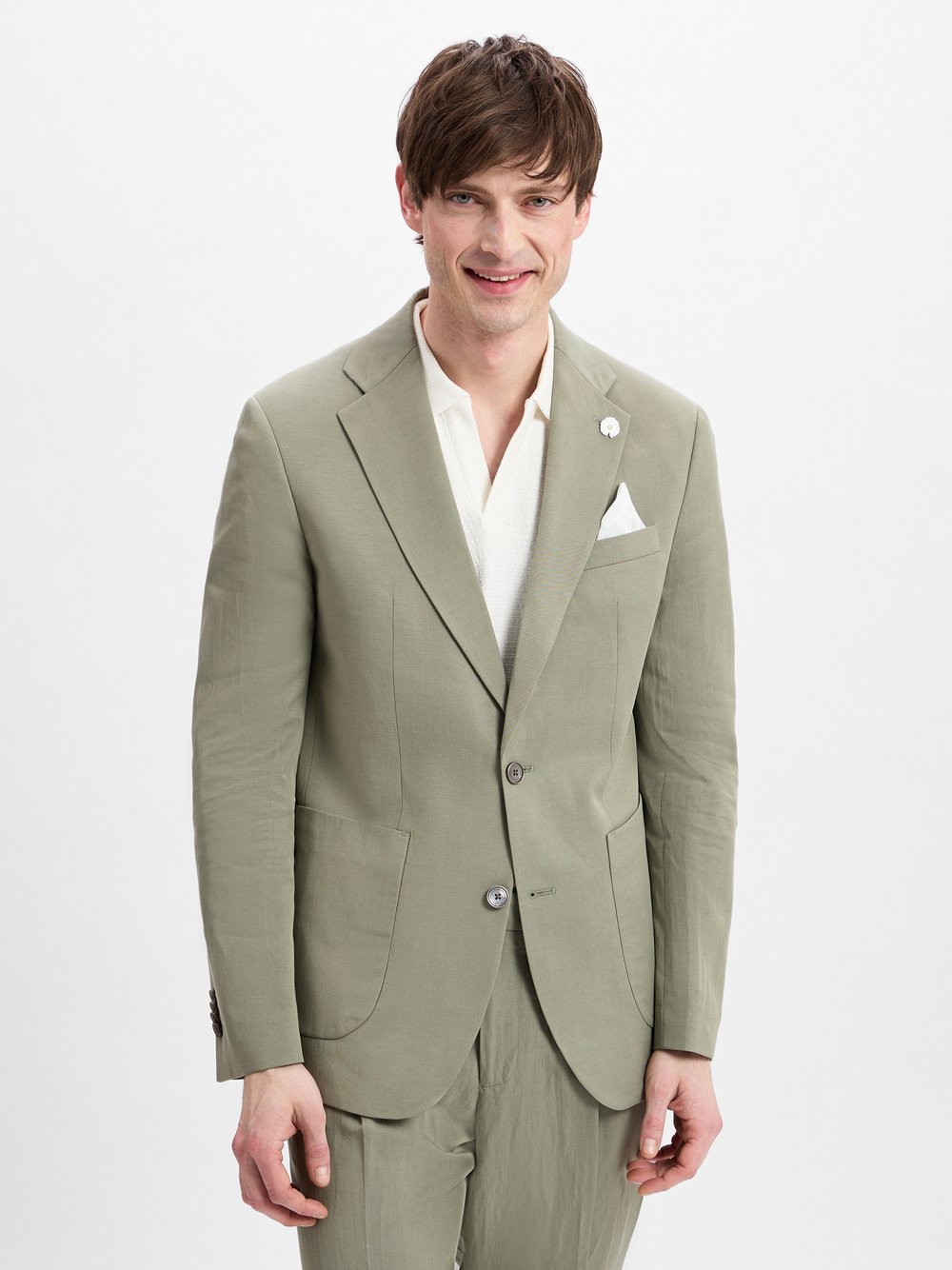 Finshley & Harding London Baukasten-Sakko mit Leinen-Anteil Herren Comfort Fit Lyocell