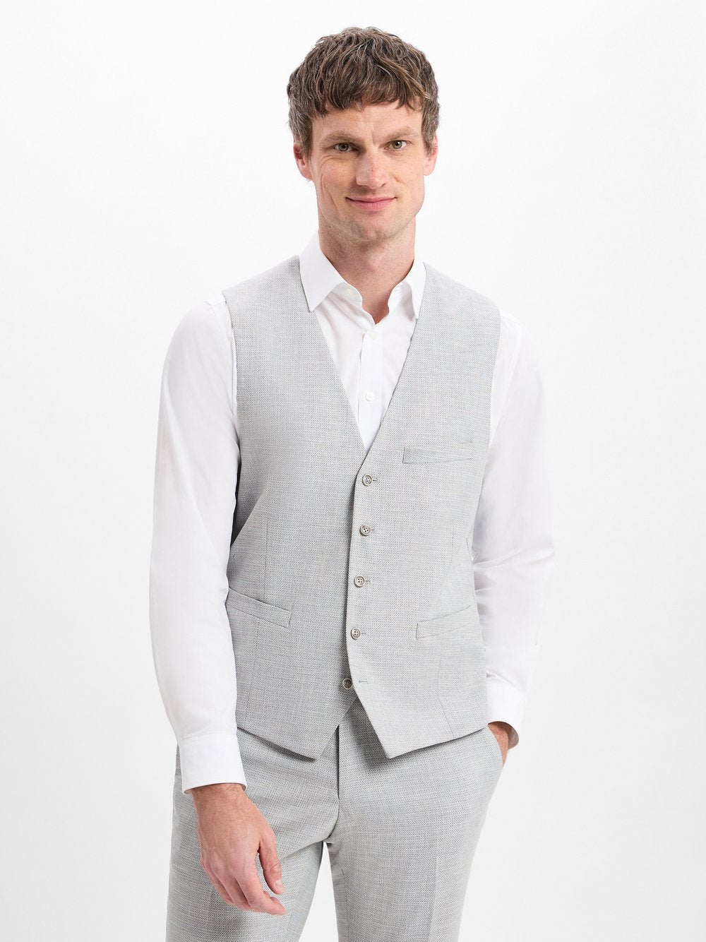 Finshley & Harding Baukasten-Weste Herren Modern Fit Viskose gemustert