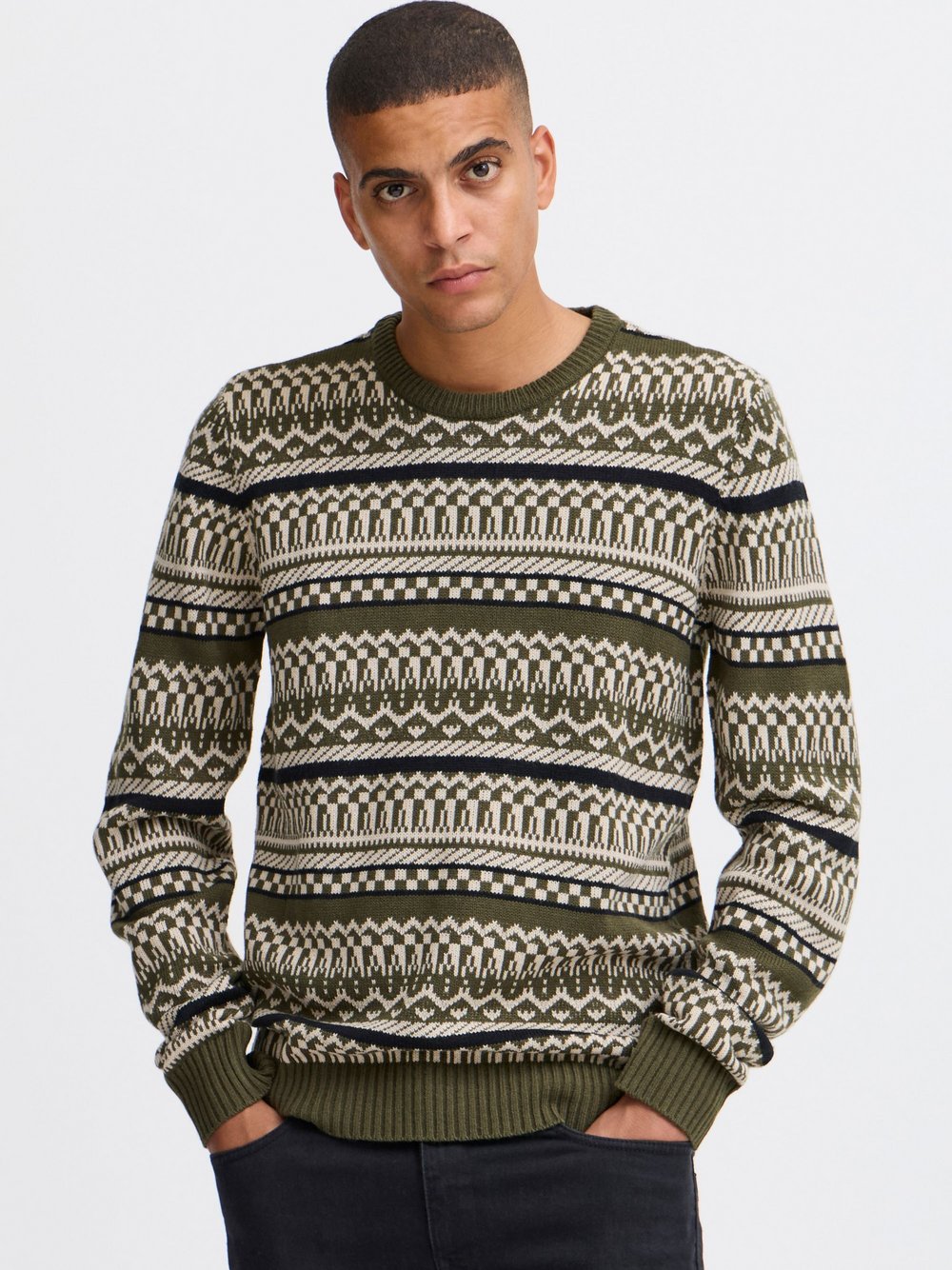 BLEND Strickpullover Herren Baumwolle meliert
