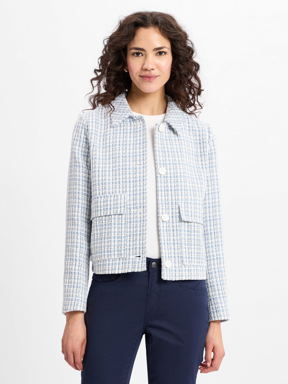 comma Kurzblazer Damen Baumwolle kariert