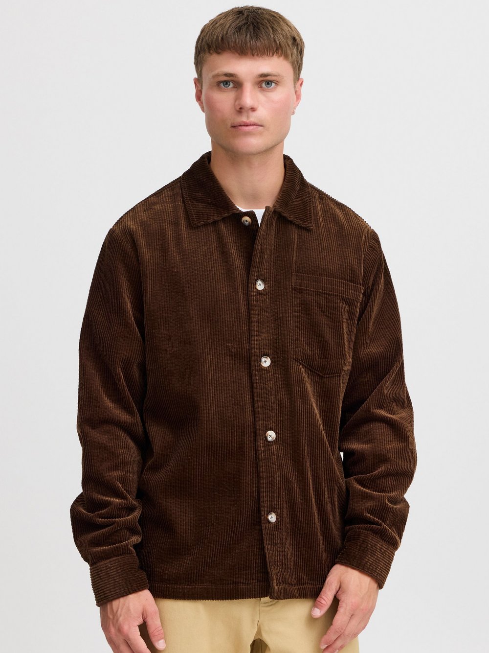 Solid Langarmhemd Herren Comfort Fit Baumwolle