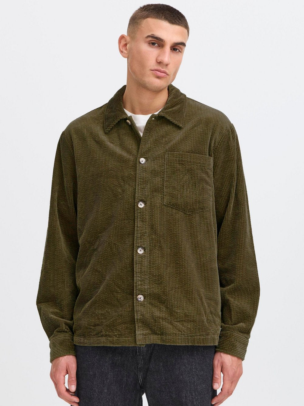 Solid Langarmhemd Herren Comfort Fit Baumwolle