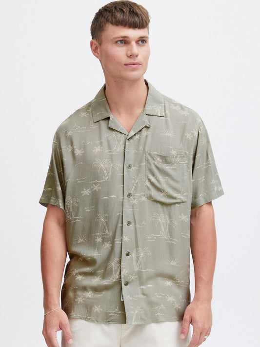 Solid Kurzarmhemd Herren Comfort Fit Viskose gemustert