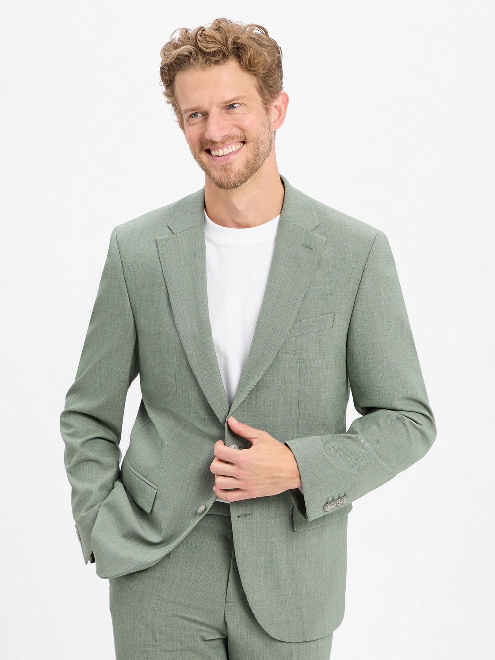 Pierre Cardin Anzug-Sakko Herren Regular Fit Schurwolle gemustert