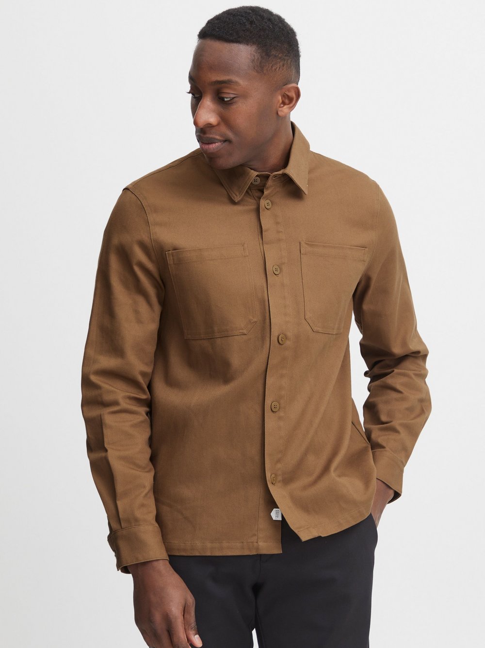 Solid Langarmhemd Herren Comfort Fit Baumwolle