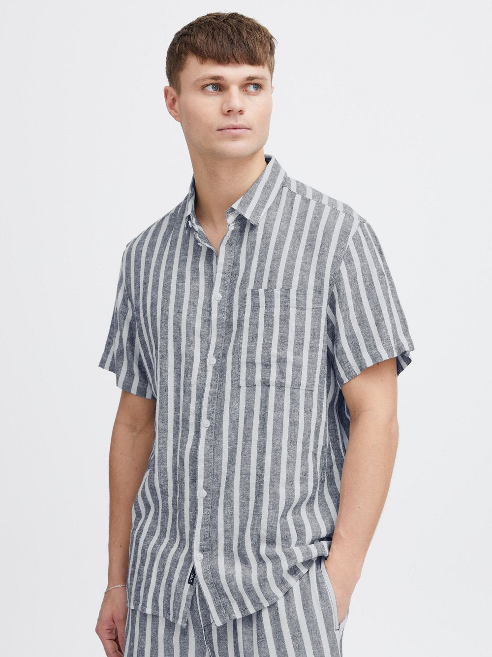 Solid Kurzarmhemd Herren Comfort Fit Viskose gemustert