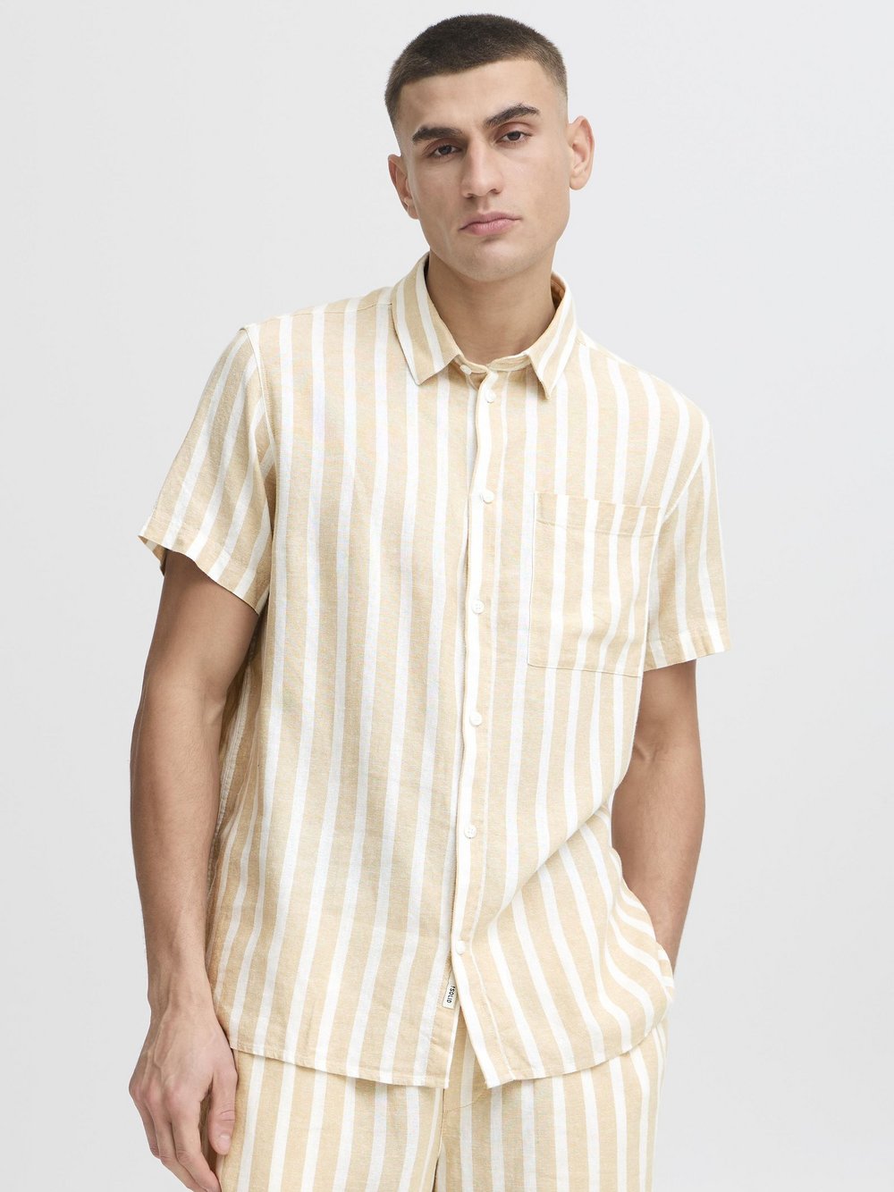 Solid Kurzarmhemd Herren Comfort Fit Viskose gemustert