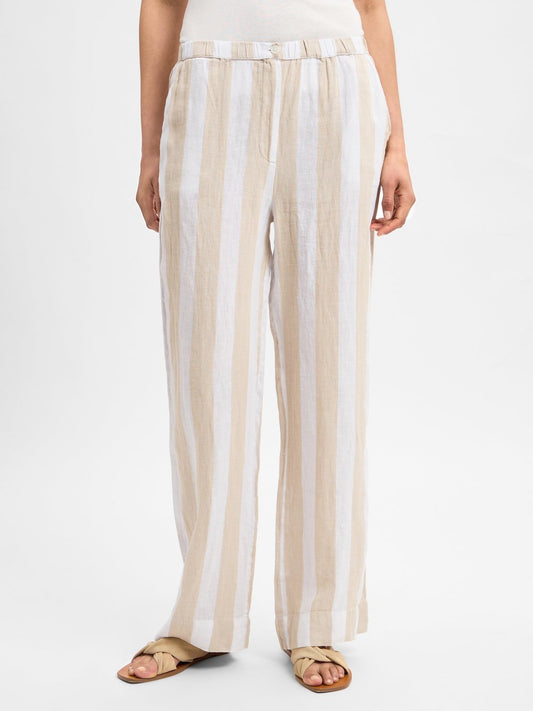 IPURI Stoffhose aus Leinen Damen gestreift