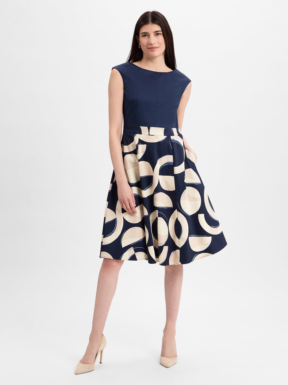 s.Oliver LABEL A-Linien-Kleid Damen Baumwolle gemustert