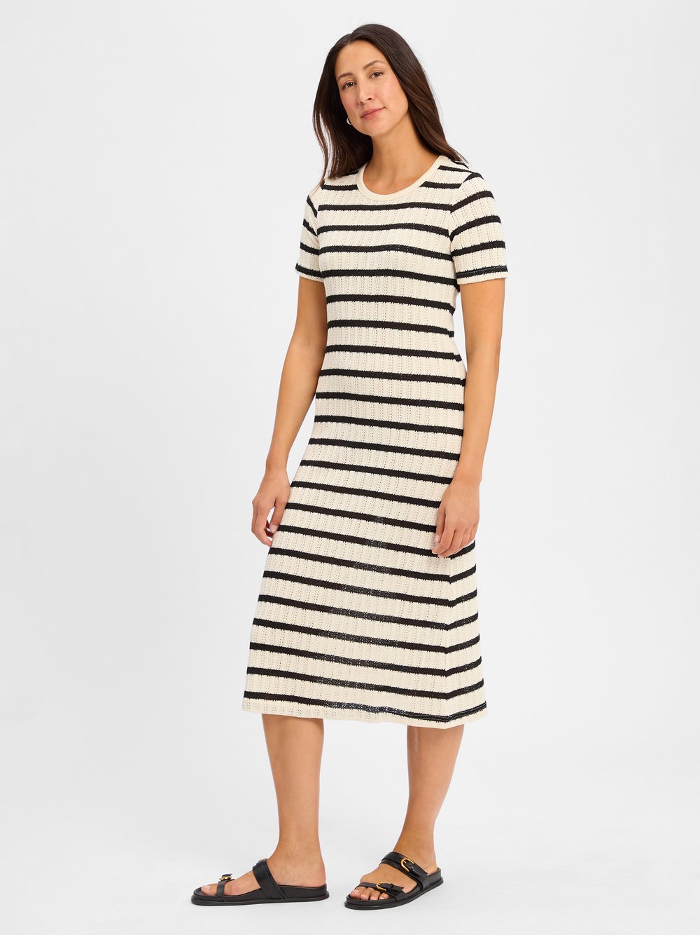 Marie Lund Strickkleid Damen Baumwolle gestreift