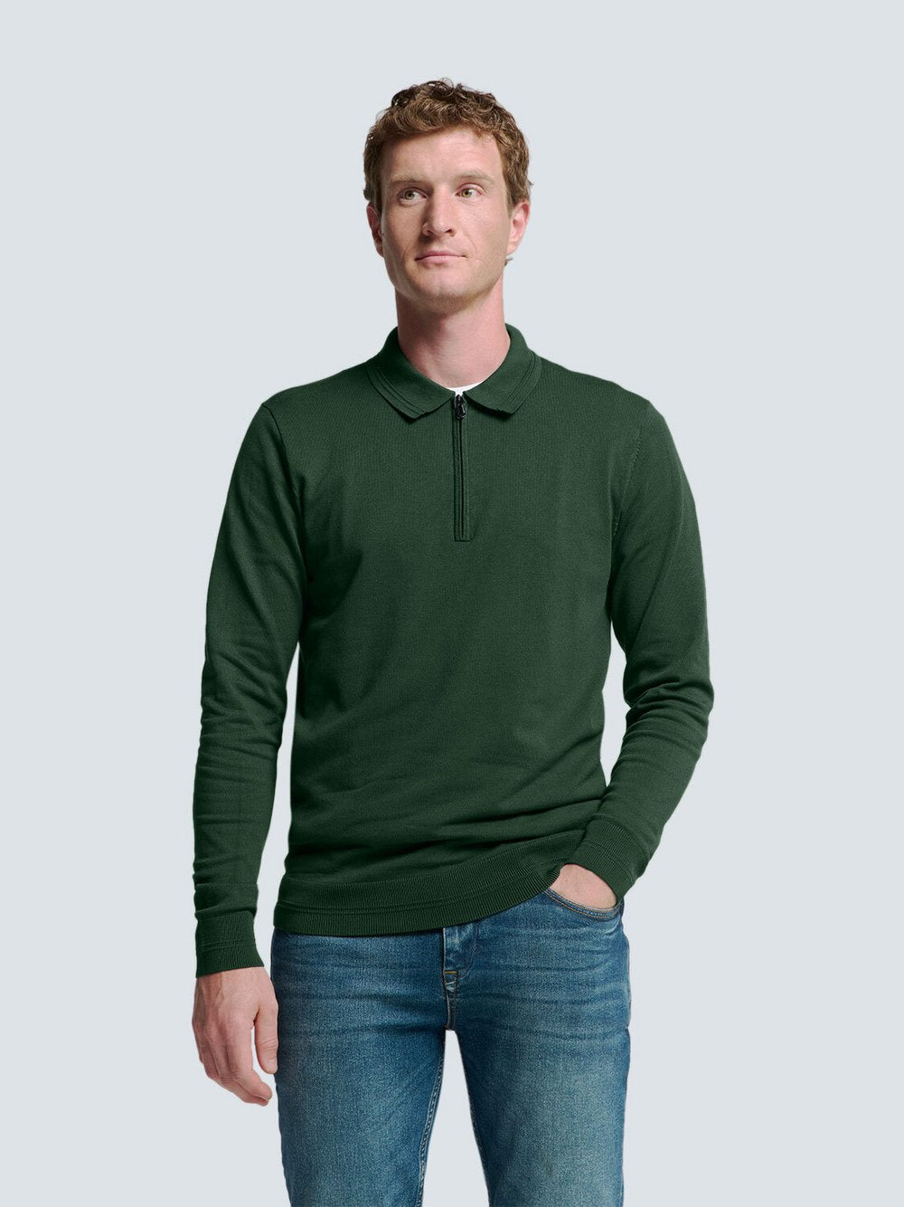 No Excess Polo-Pullover mit halbem Reißverschluss Herren Viskose