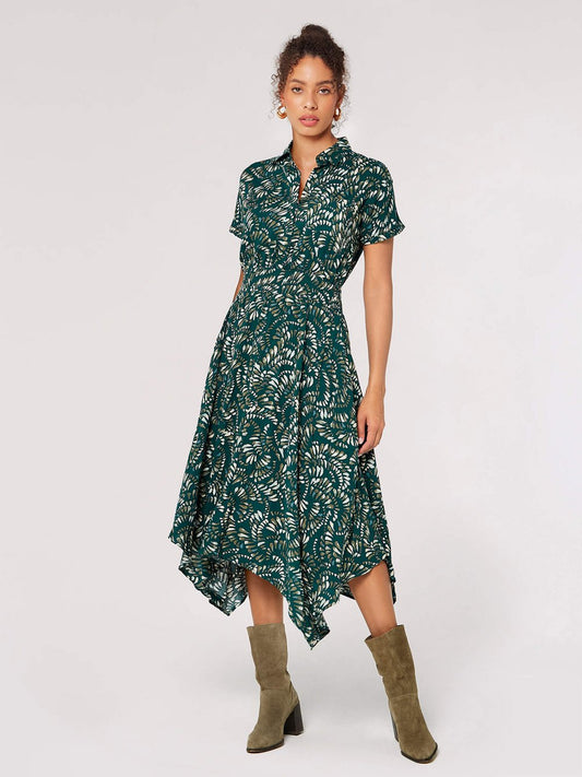 Apricot Midikleid Damen Viskose gemustert