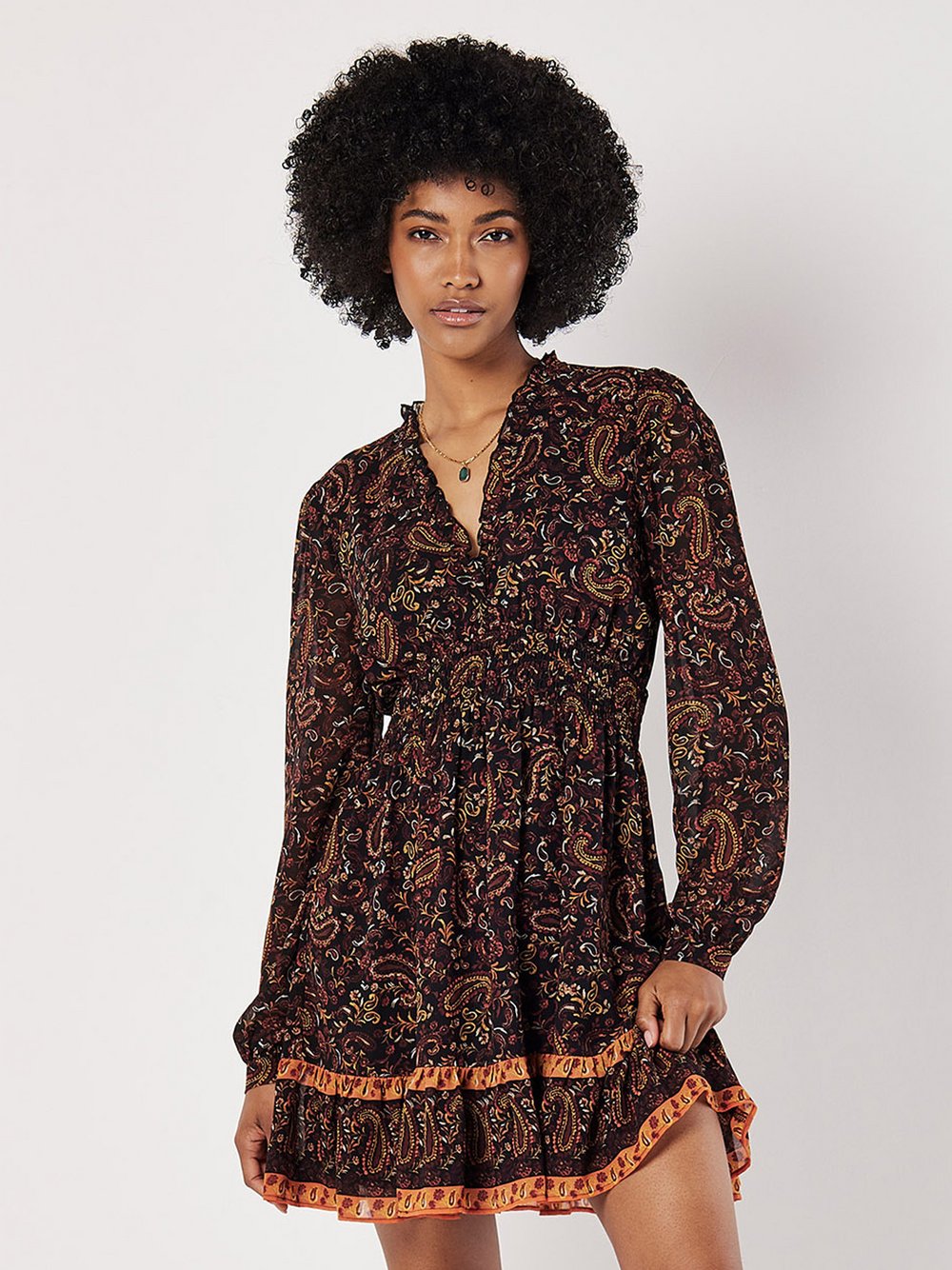 Apricot Minikleid Damen gemustert