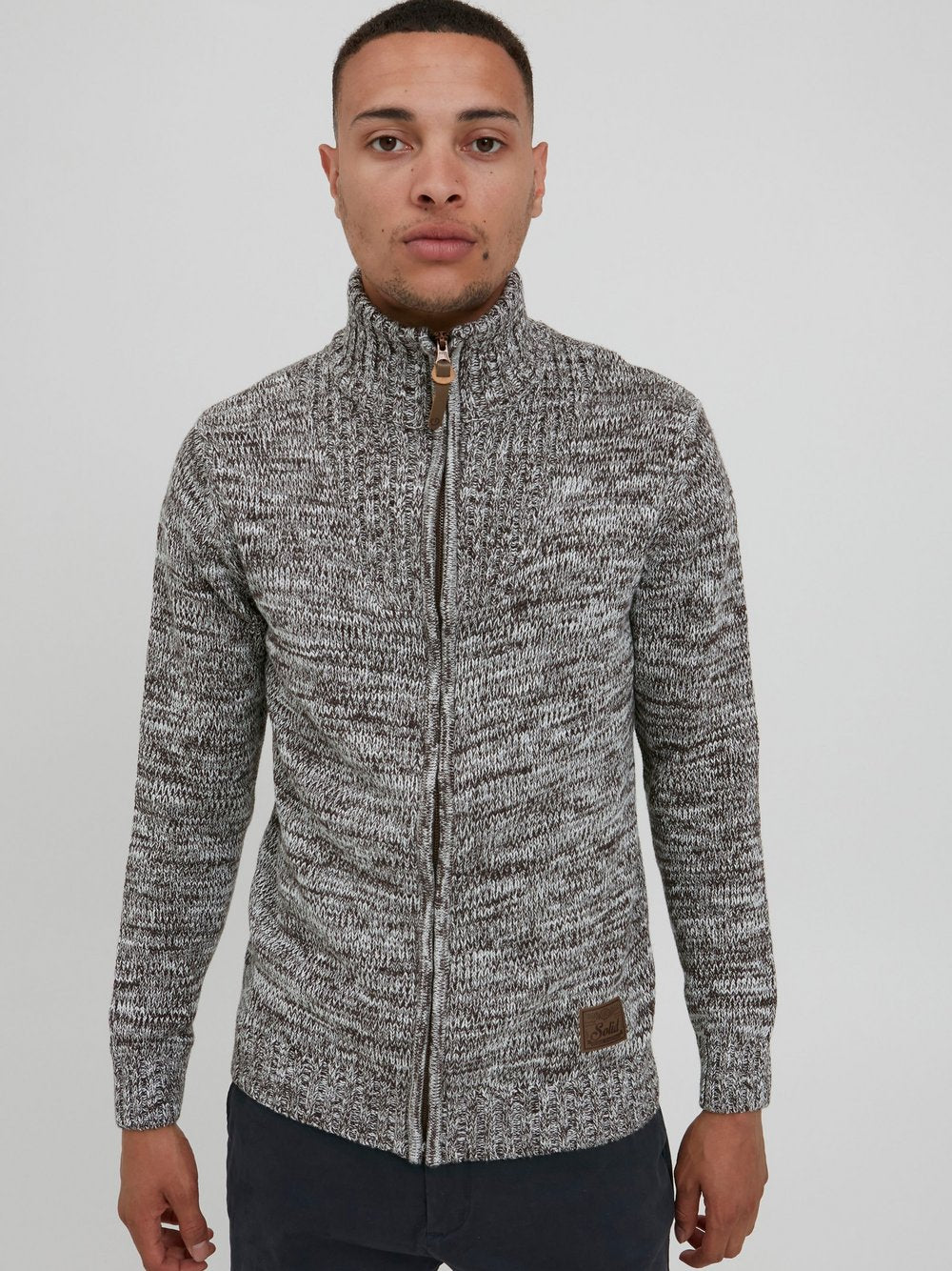 Solid Strickjacke Herren Baumwolle meliert