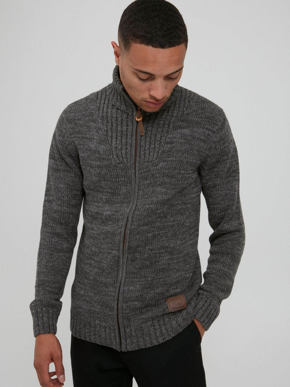 Solid Strickjacke Herren Baumwolle meliert