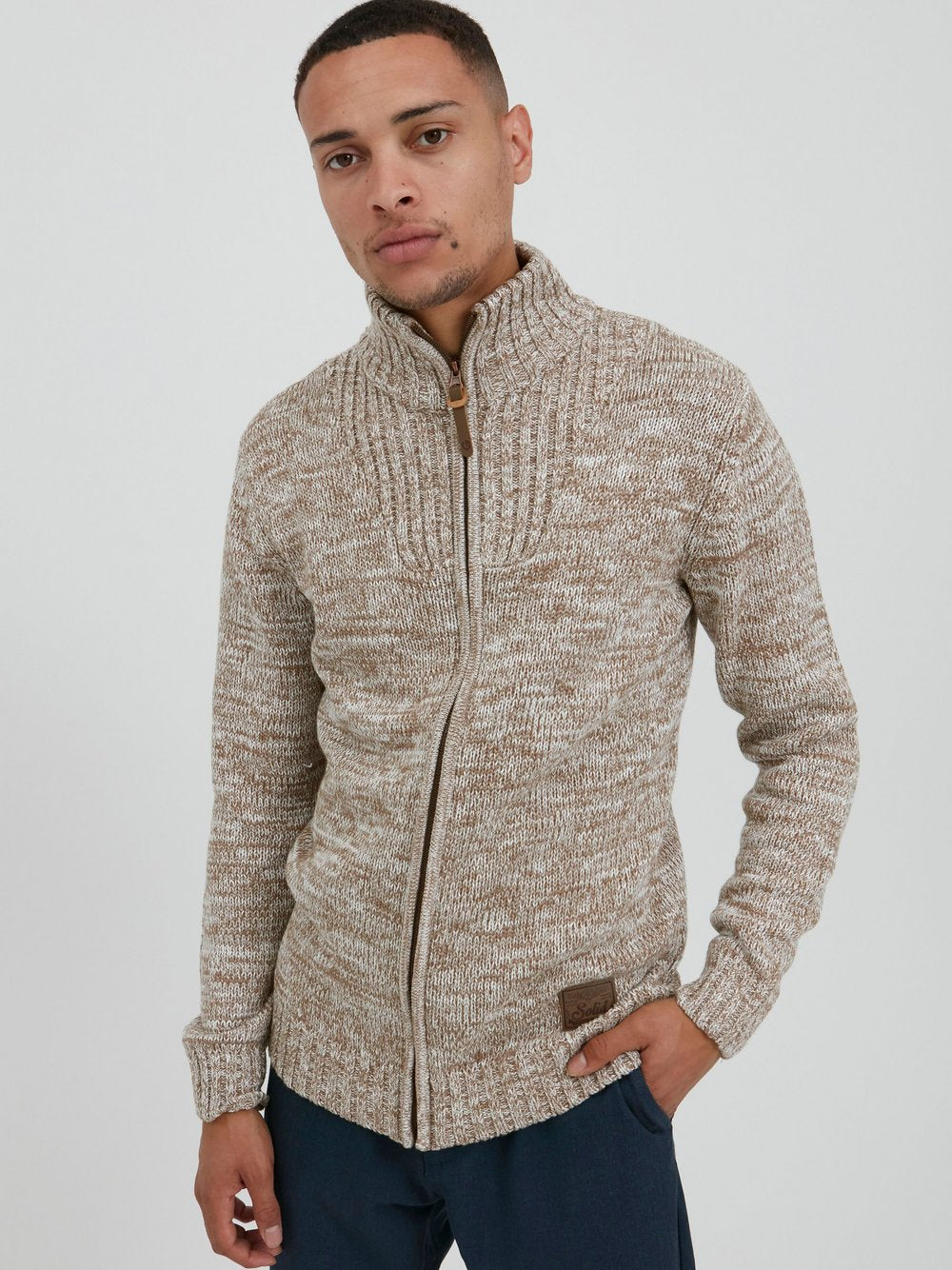 Solid Strickjacke Herren Baumwolle meliert
