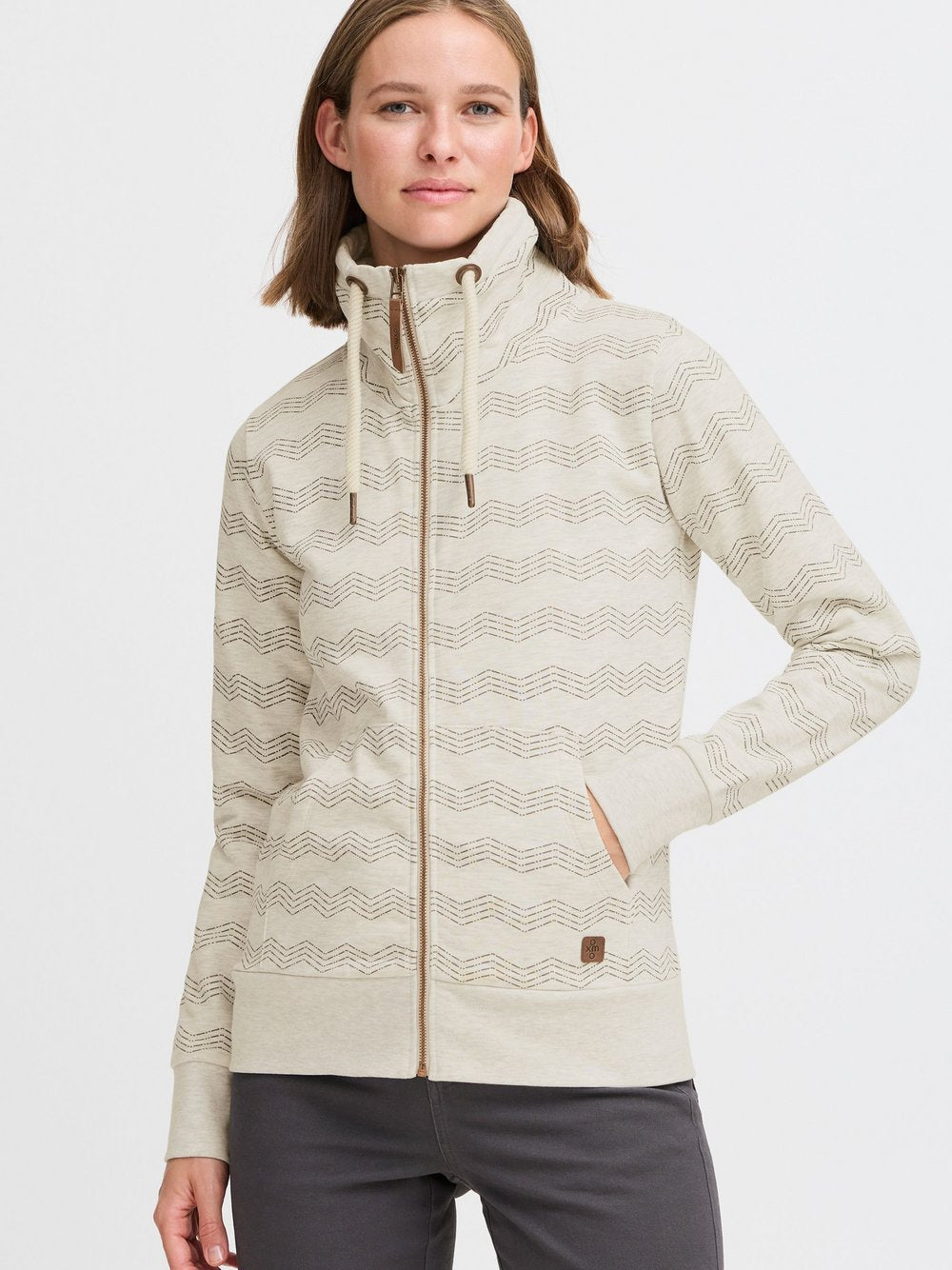 OXMO Sweatjacke Damen Baumwolle gemustert
