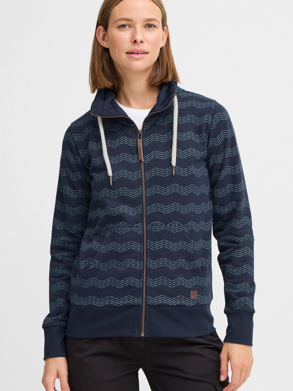 OXMO Sweatjacke Damen Baumwolle gemustert