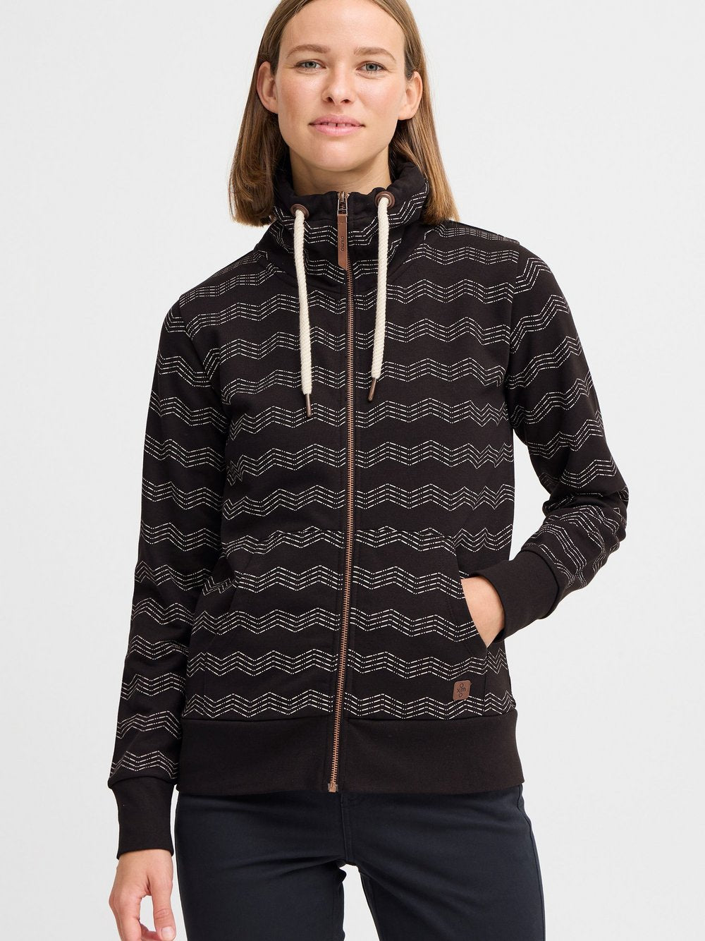 OXMO Sweatjacke Damen Baumwolle gemustert