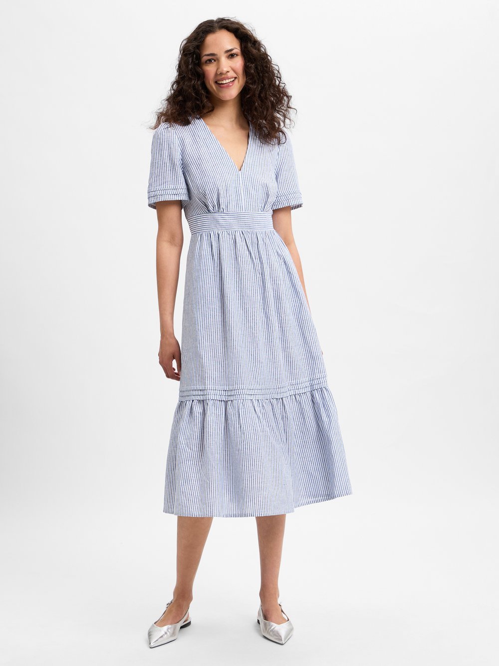 Ambiance Sommerkleid mit Leinen-Anteil Damen gestreift