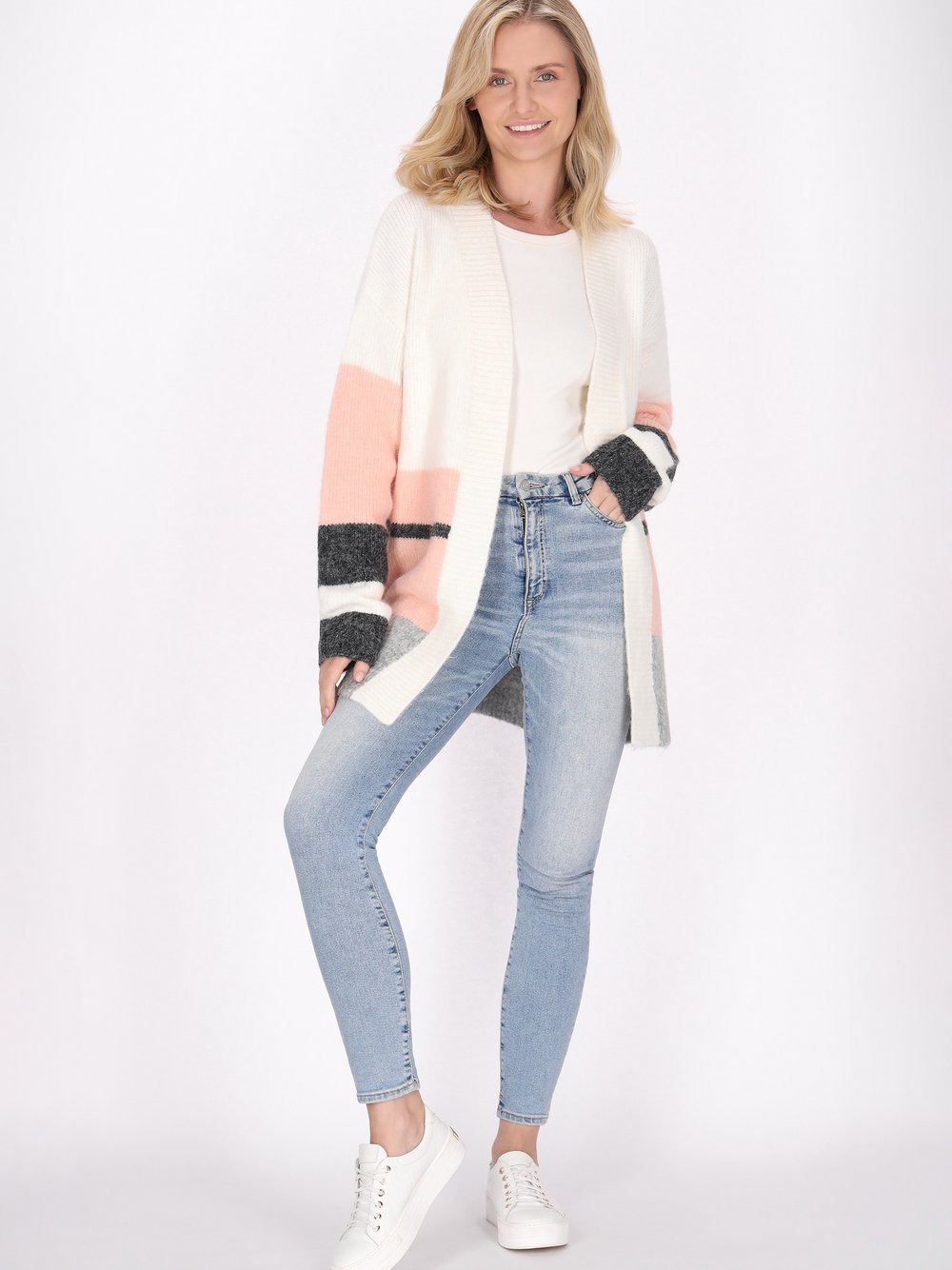 Usha Strickjacke Damen Polyamid gestreift