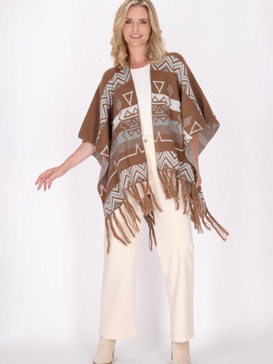 Usha Poncho Damen bedruckt