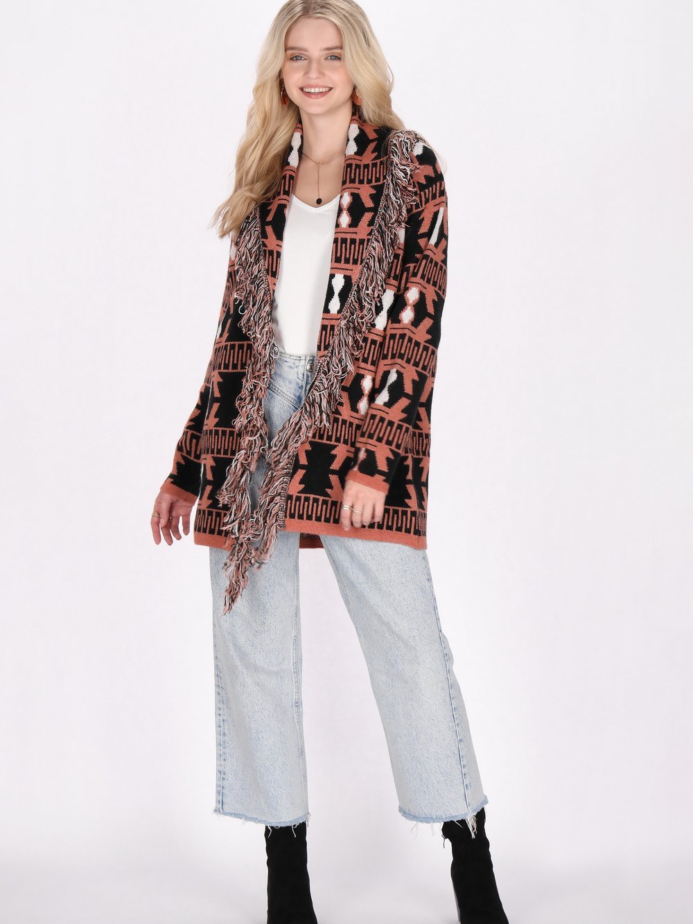 IZIA Strickjacke Damen gemustert