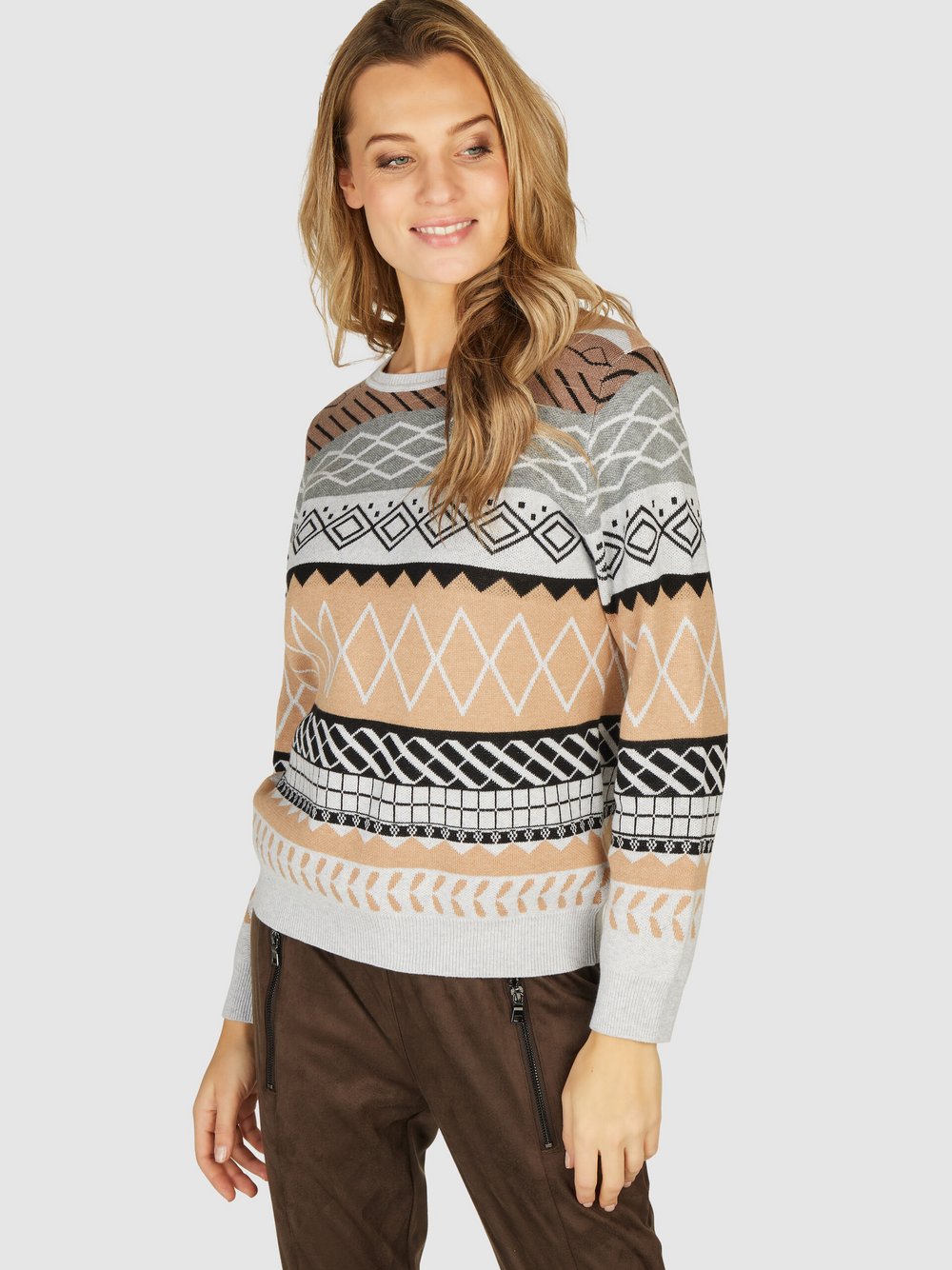 Navigazione Pullover Damen Baumwolle gemustert