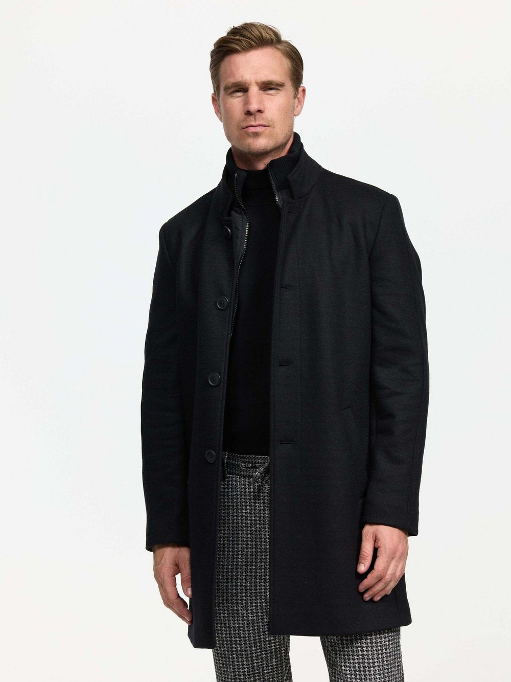 Zuitable Mantel Herren Wolle strukturiert