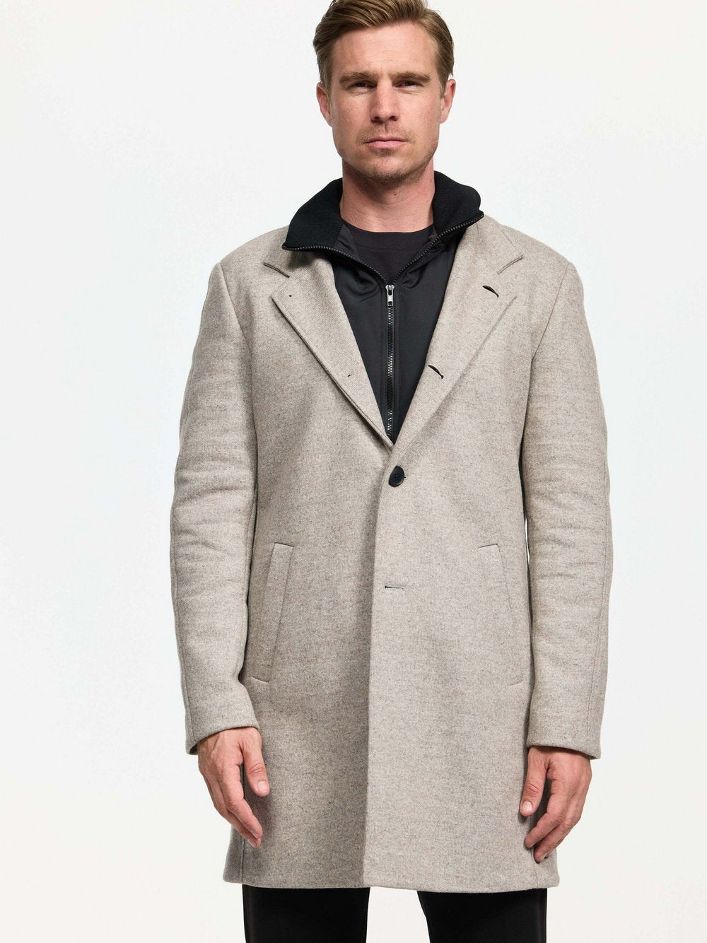 Zuitable Mantel Herren Wolle strukturiert