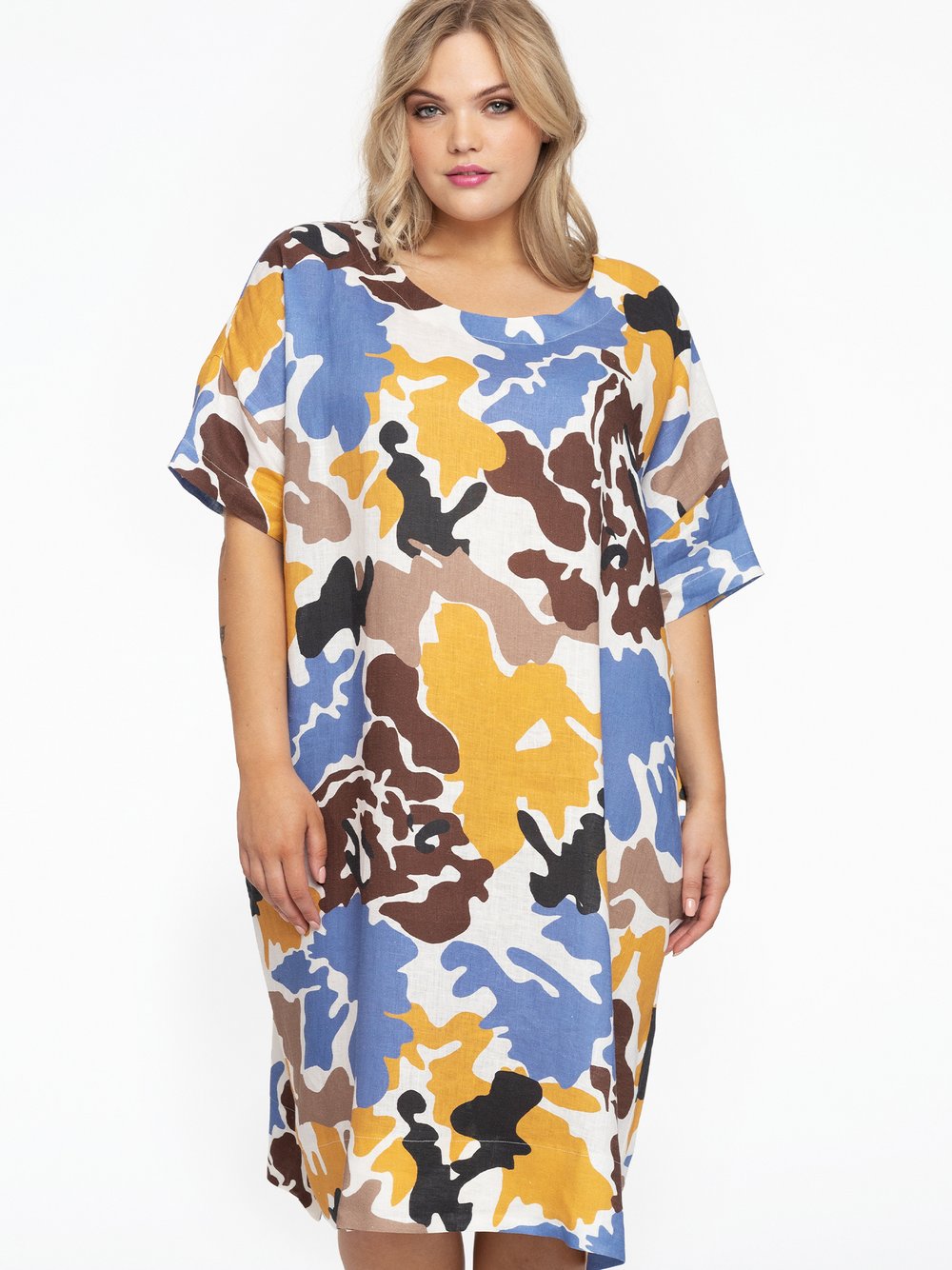 YOEK Kleid Damen Leinen bedruckt