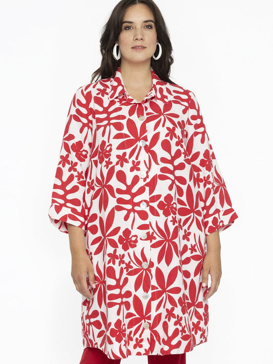 YOEK Jacke Damen Leinen bedruckt