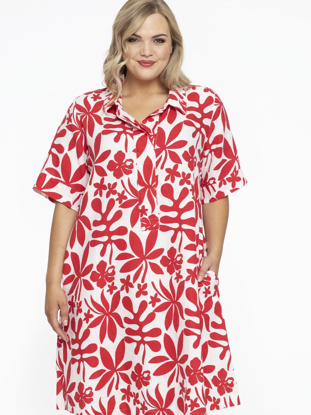 YOEK Kleid Damen Leinen bedruckt