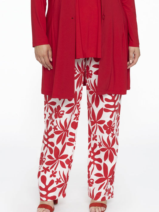 YOEK Hose Damen Leinen bedruckt