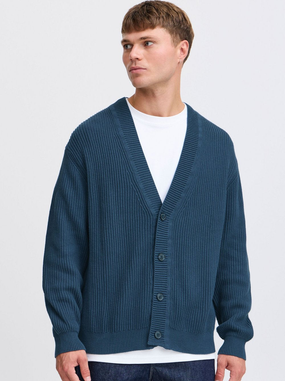 Solid Strickjacke Herren Baumwolle meliert