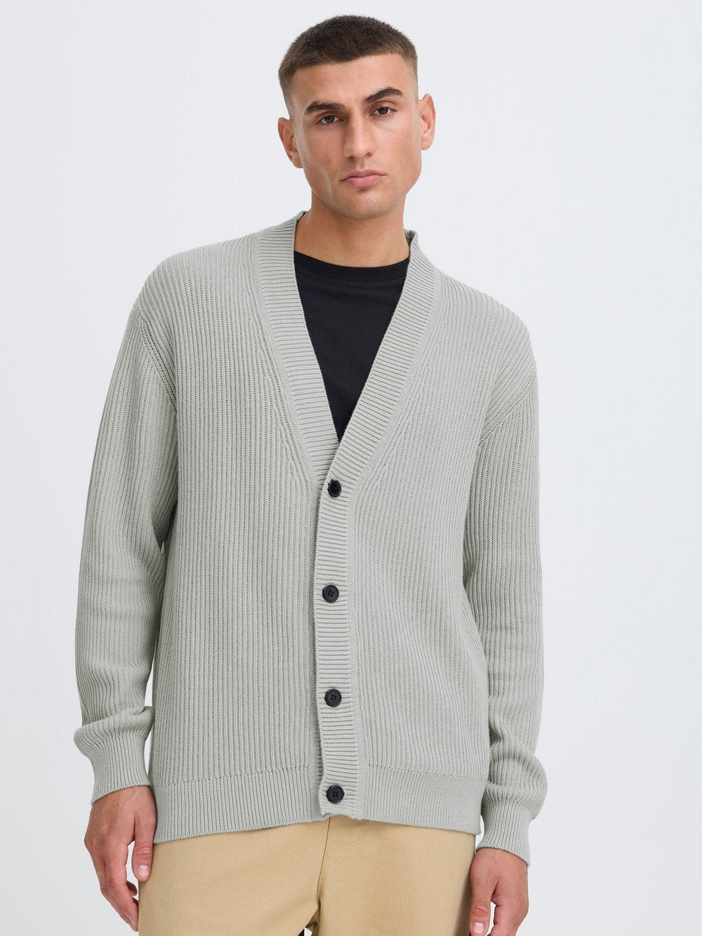 Solid Strickjacke Herren Baumwolle meliert