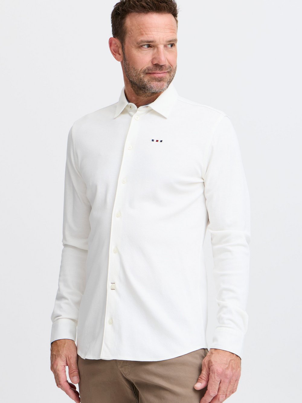 Solid Langarmhemd Herren Comfort Fit Baumwolle