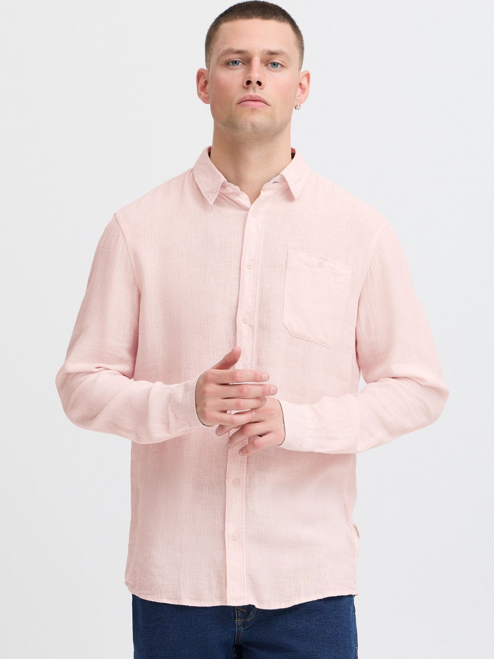 BLEND Langarmhemd Herren Regular Fit meliert