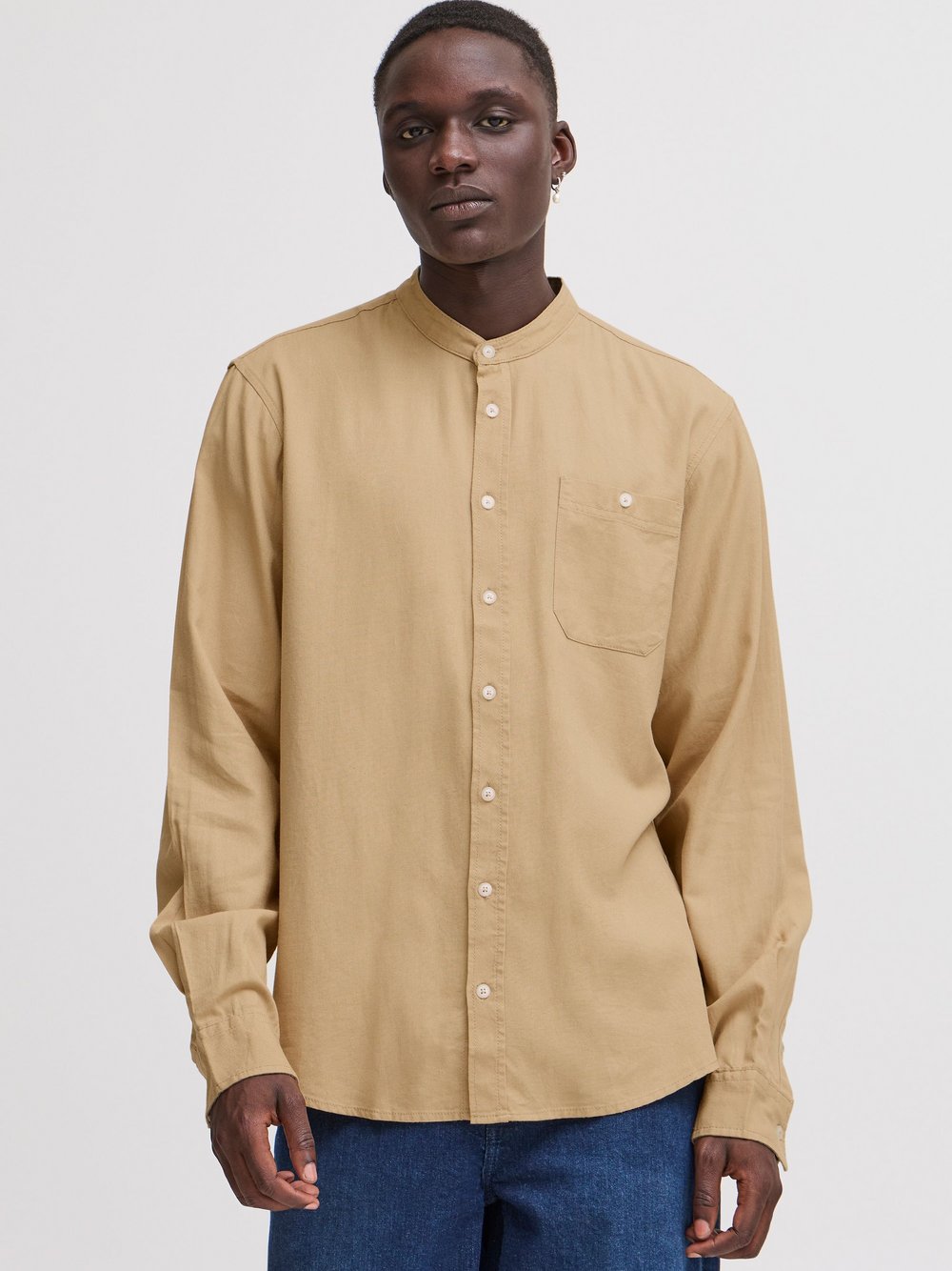 BLEND Langarmhemd Herren Regular Fit meliert