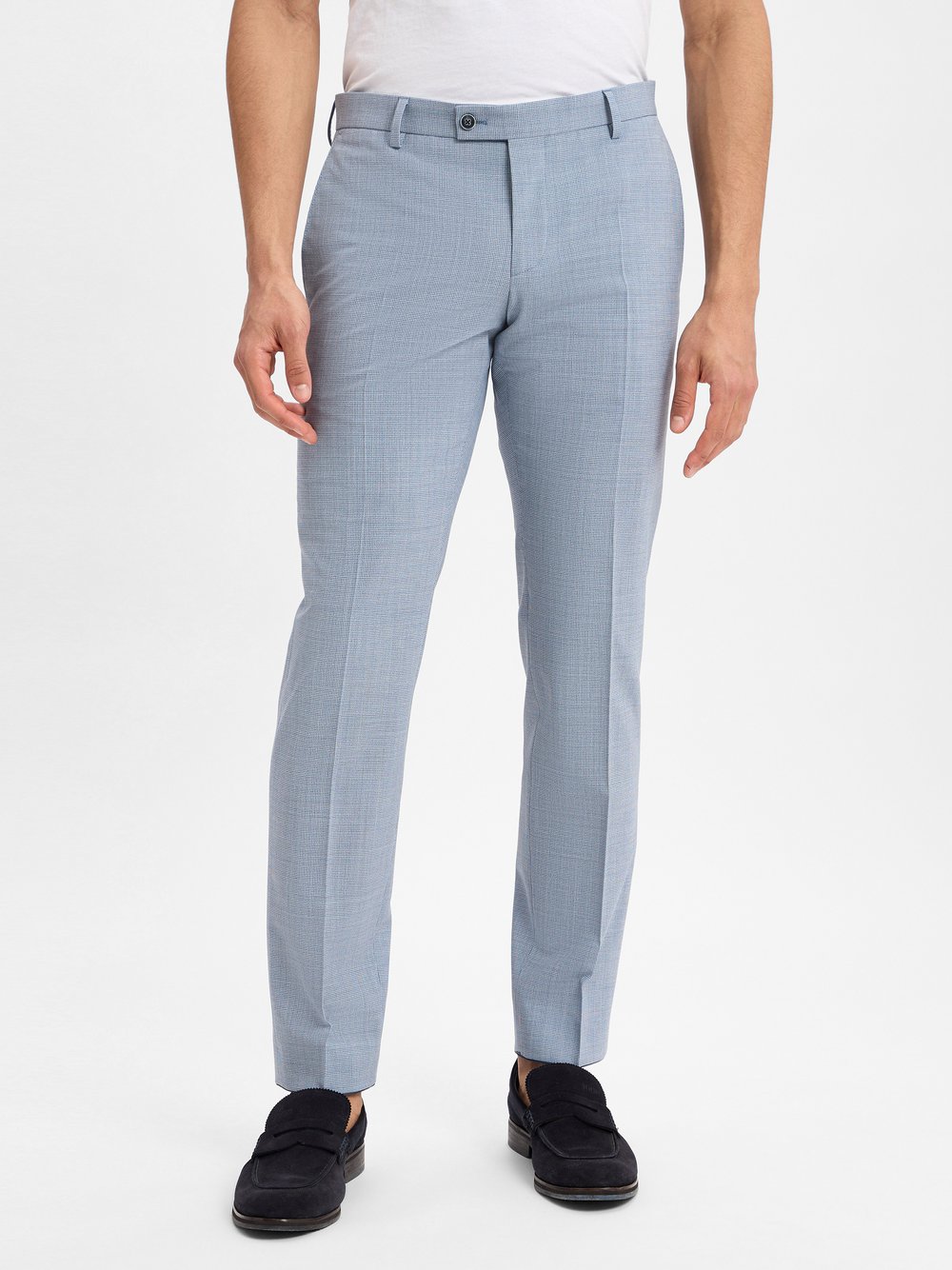 Finshley & Harding Baukasten--Abzughose mit Schurwoll-Anteil Herren Modern Fit Schurwolle gemustert