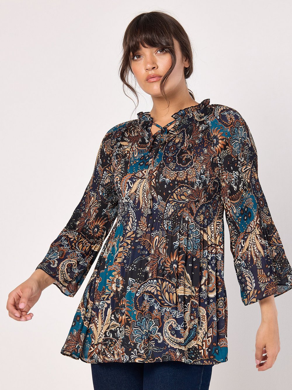 Apricot Bluse Damen gemustert
