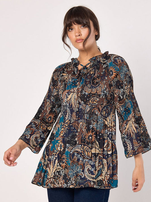 Apricot Bluse Damen gemustert