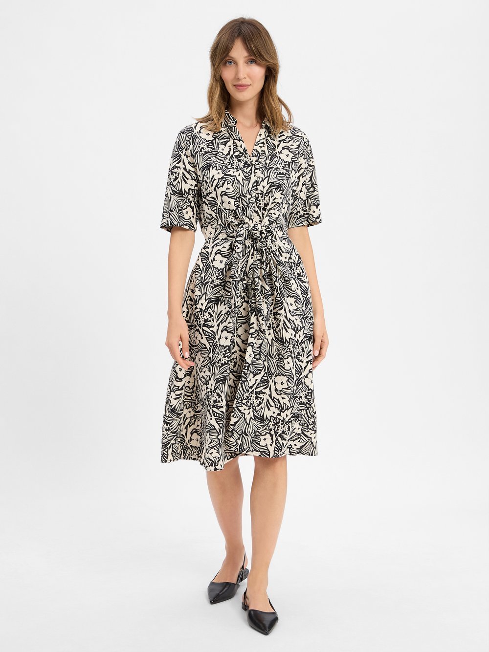 Tommy Hilfiger Blusenkleid mit Leinen-Anteil Damen gemustert