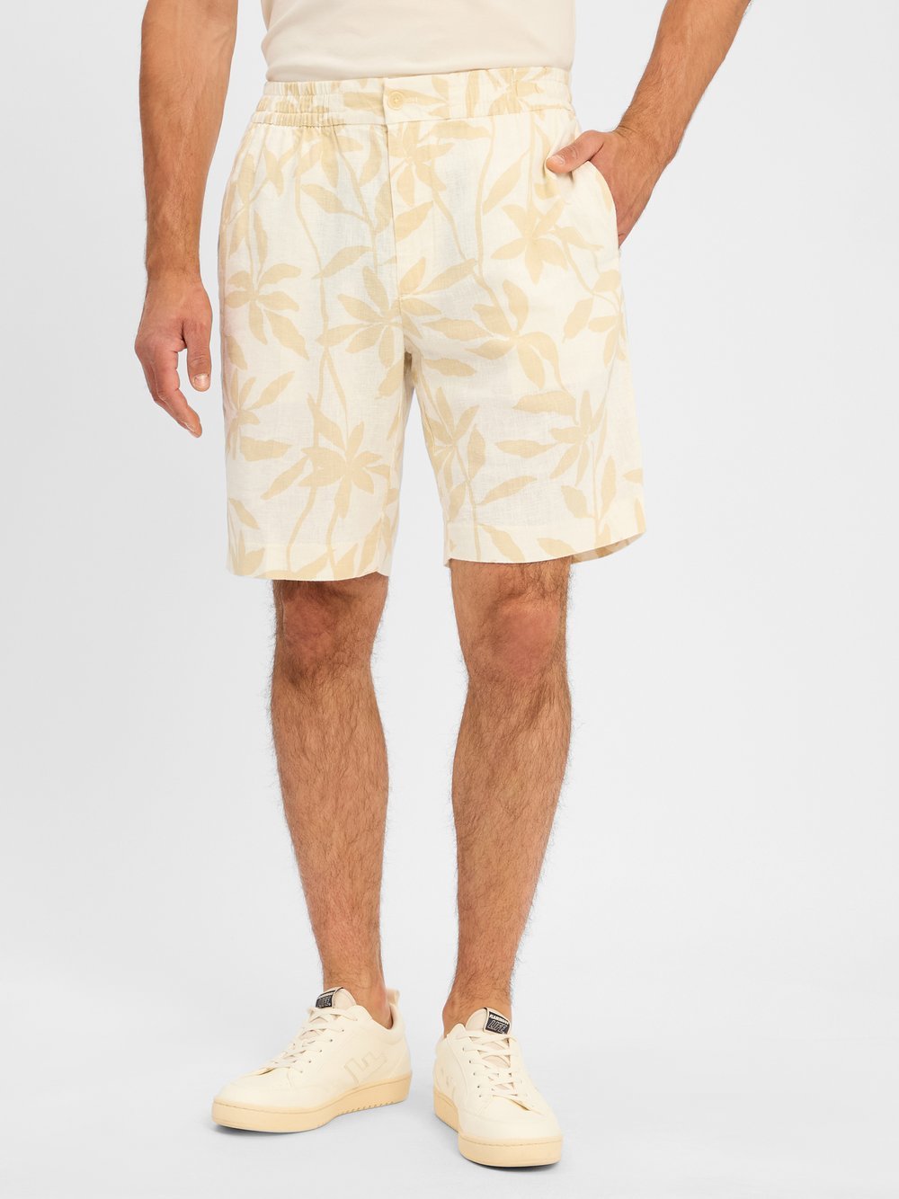 Calvin Klein Bermuda mit Leinen-Anteil Herren gemustert