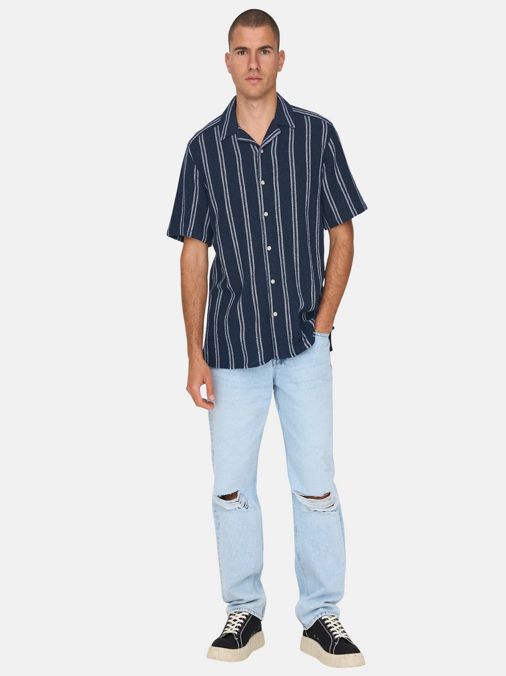 Only&Sons Hemd Herren Regular Fit Baumwolle gestreift