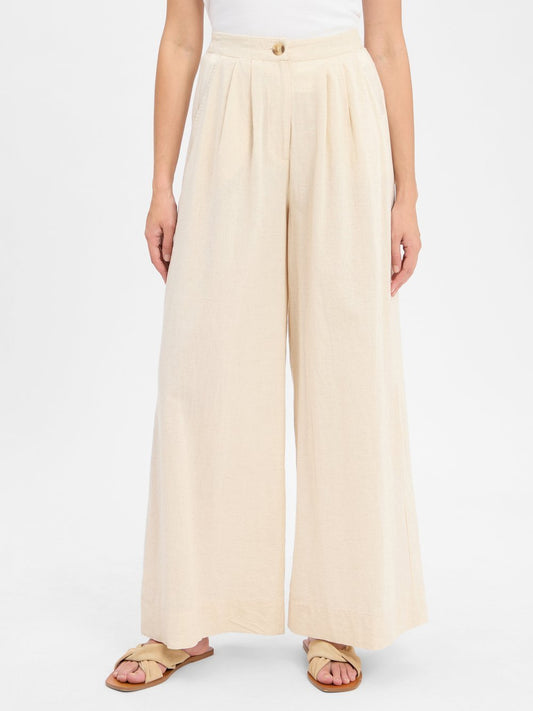 Vila Sommerhose mit Leinen-Anteil Damen Baumwolle meliert